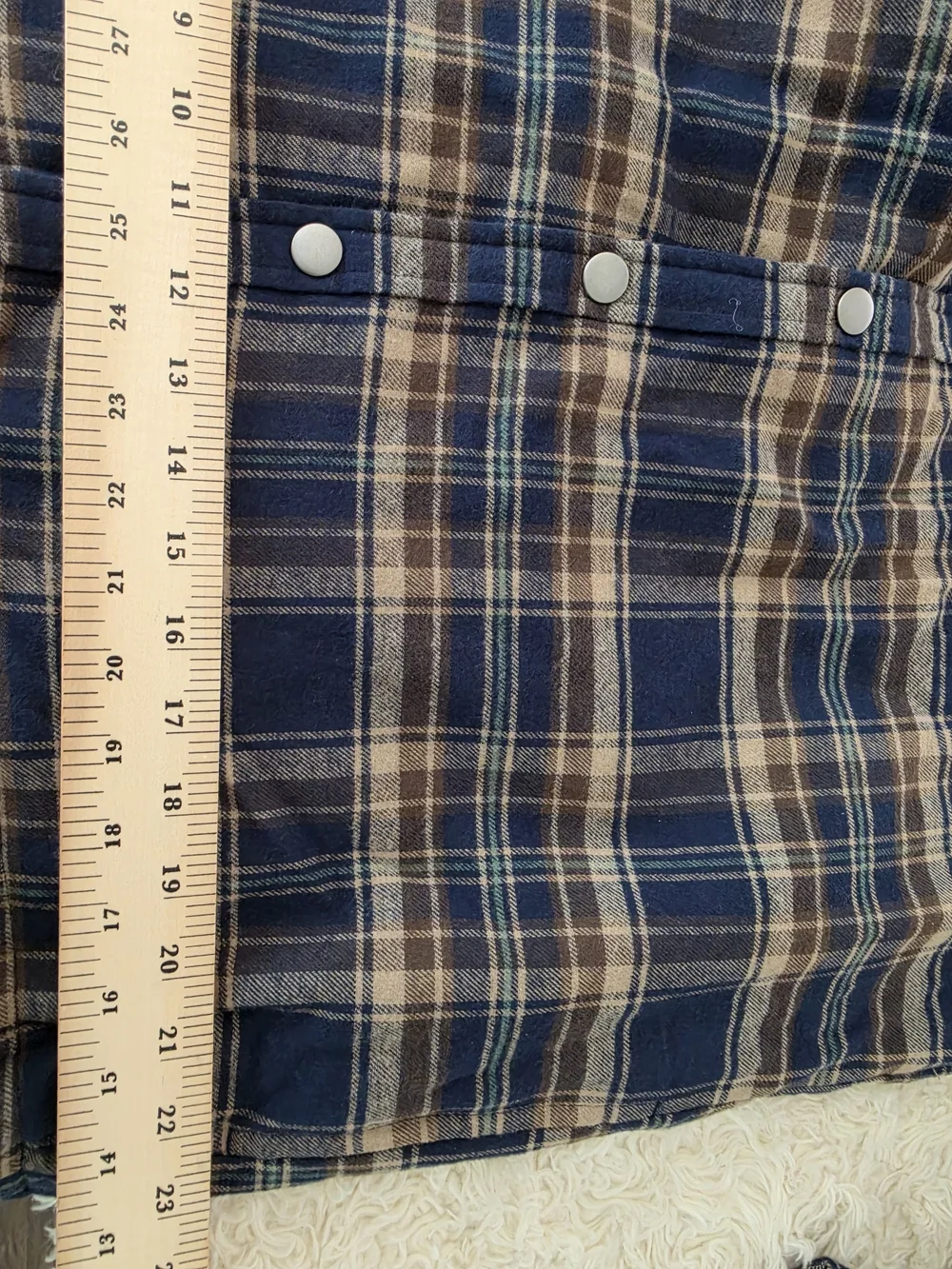 Eddie Bauer Navy and Olive Plaid Hooded Shacket